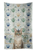 Lynx Point Tabby Cat Coastal Sea Glass Kitchen Towel Velour Plush Front and Cotton Loop Back Machine Washable