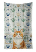 Orange and White Cat Coastal Sea Glass Kitchen Towel Velour Plush Front and Cotton Loop Back Machine Washable
