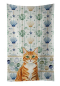 Orange Mackerel Tabby Cat Coastal Sea Glass Kitchen Towel Velour Plush Front and Cotton Loop Back Machine Washable