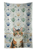 Patched Tabby Cat Coastal Sea Glass Kitchen Towel Velour Plush Front and Cotton Loop Back Machine Washable