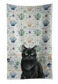 Persian Black Cat Coastal Sea Glass Kitchen Towel Velour Plush Front and Cotton Loop Back Machine Washable