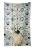 Seal Point Cat Coastal Sea Glass Kitchen Towel Velour Plush Front and Cotton Loop Back Machine Washable