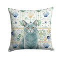 Solid Gray Cat Coastal Sea Glass Decorative Throw Pillow 18x18 Indoor Outdoor Accent Cushion, Fabric Cover with Insert for Sofa, Bed, Porch & Living Room