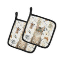 Lynx Point Tabby Cat Coffee Time Pot Holder Set of 2 Heat Resistant Quilted Hot Pads 7.5 x 7.5 Inch, Insulated Kitchen Trivets for Cooking & Baking
