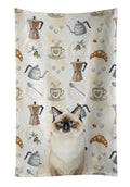Ragdoll Seal Point Cat Coffee Time Kitchen Towel Velour Plush Front and Cotton Loop Back Machine Washable