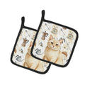 Solid Cream Cat Coffee Time Pot Holder Set of 2 Heat Resistant Quilted Hot Pads 7.5 x 7.5 Inch, Insulated Kitchen Trivets for Cooking & Baking