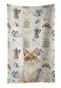 Tortie Point  Cat Coffee Time Kitchen Towel Velour Plush Front and Cotton Loop Back Machine Washable