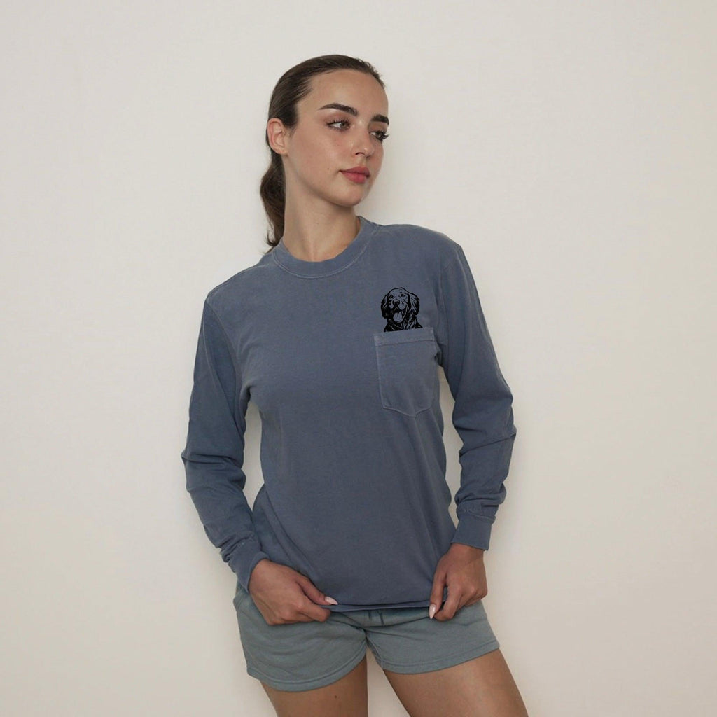 Golden Retriever Dog Mom Pocket Comfort Colors Long Sleeve Shirt