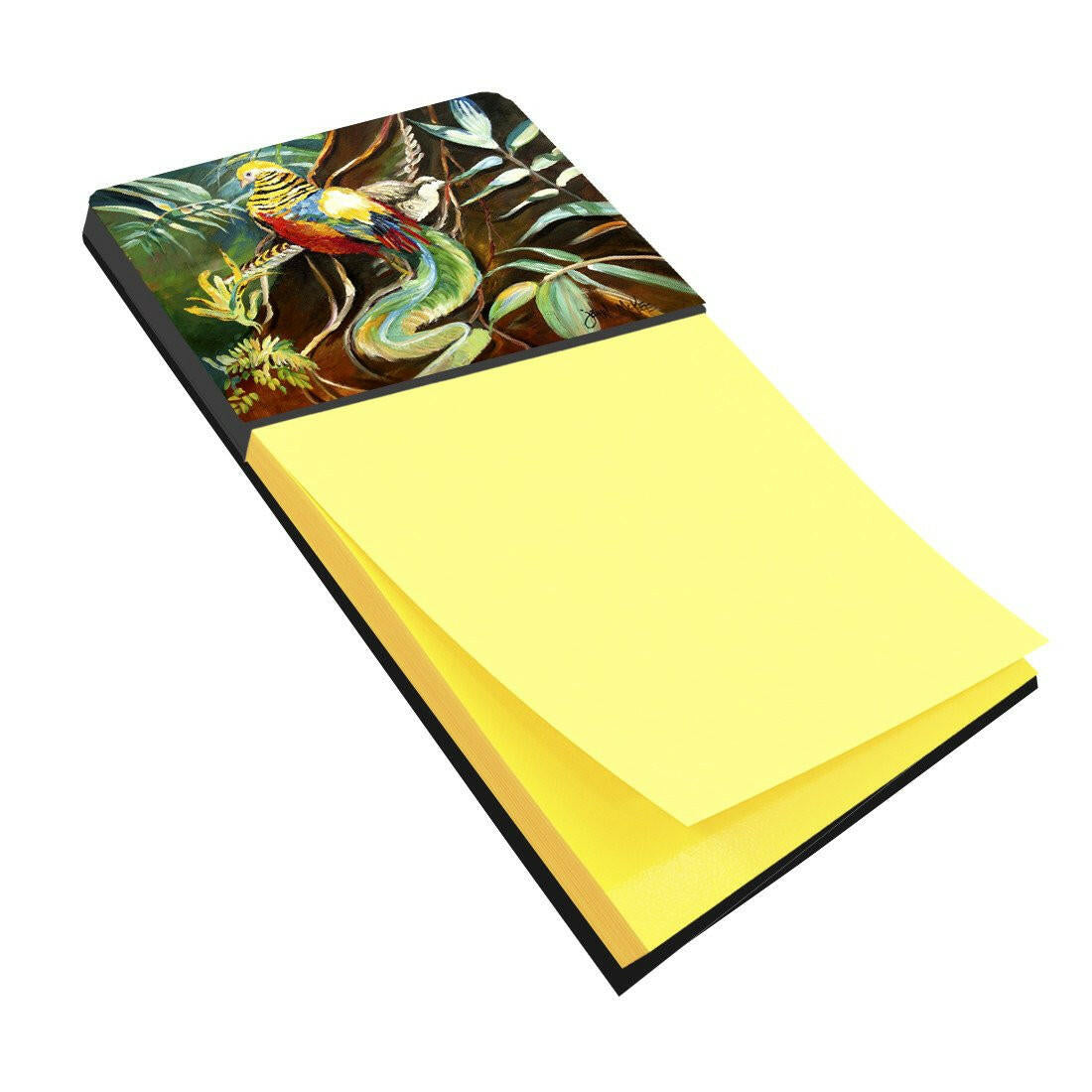 Mandarin Pheasant Watercolor Sticky Note Holder Refillable Dispenser Desk Accessory 3x3 Pad Gift