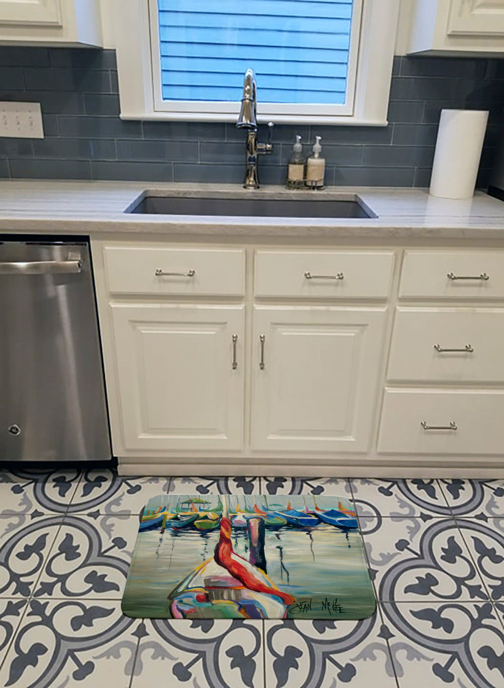 LaSalle Sailboats Memory Foam Kitchen Mat Machine Washable Anti-Fatigue Cushion Comfort Bath or Kitchen Rug