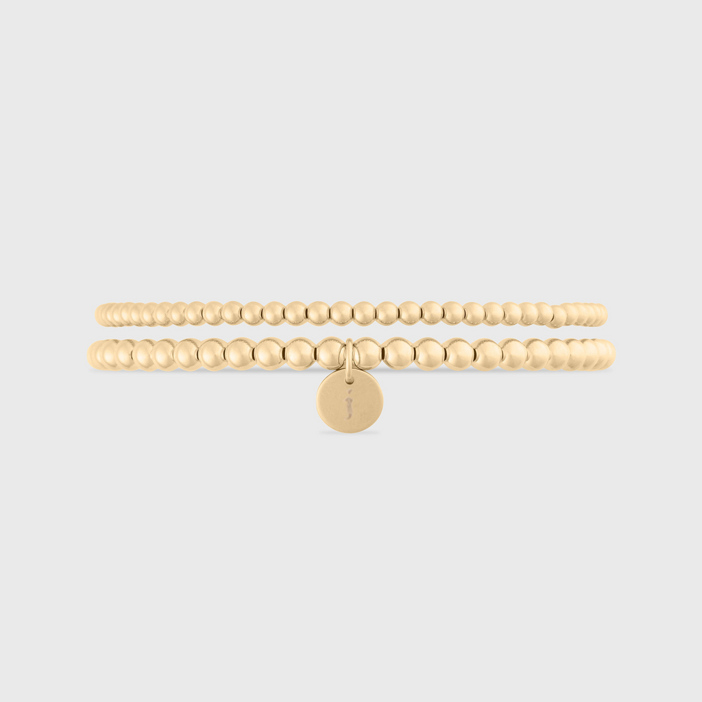 old english initial juno double bracelet stack (3+4mm)