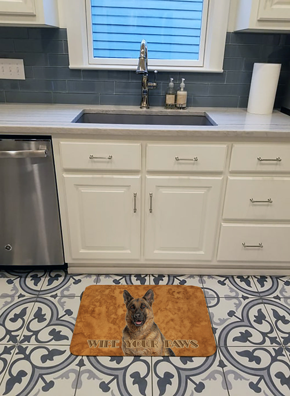 German Shepherd Wipe your Paws Memory Foam Kitchen Mat Machine Washable Anti-Fatigue Cushion Comfort Bath or Kitchen Rug