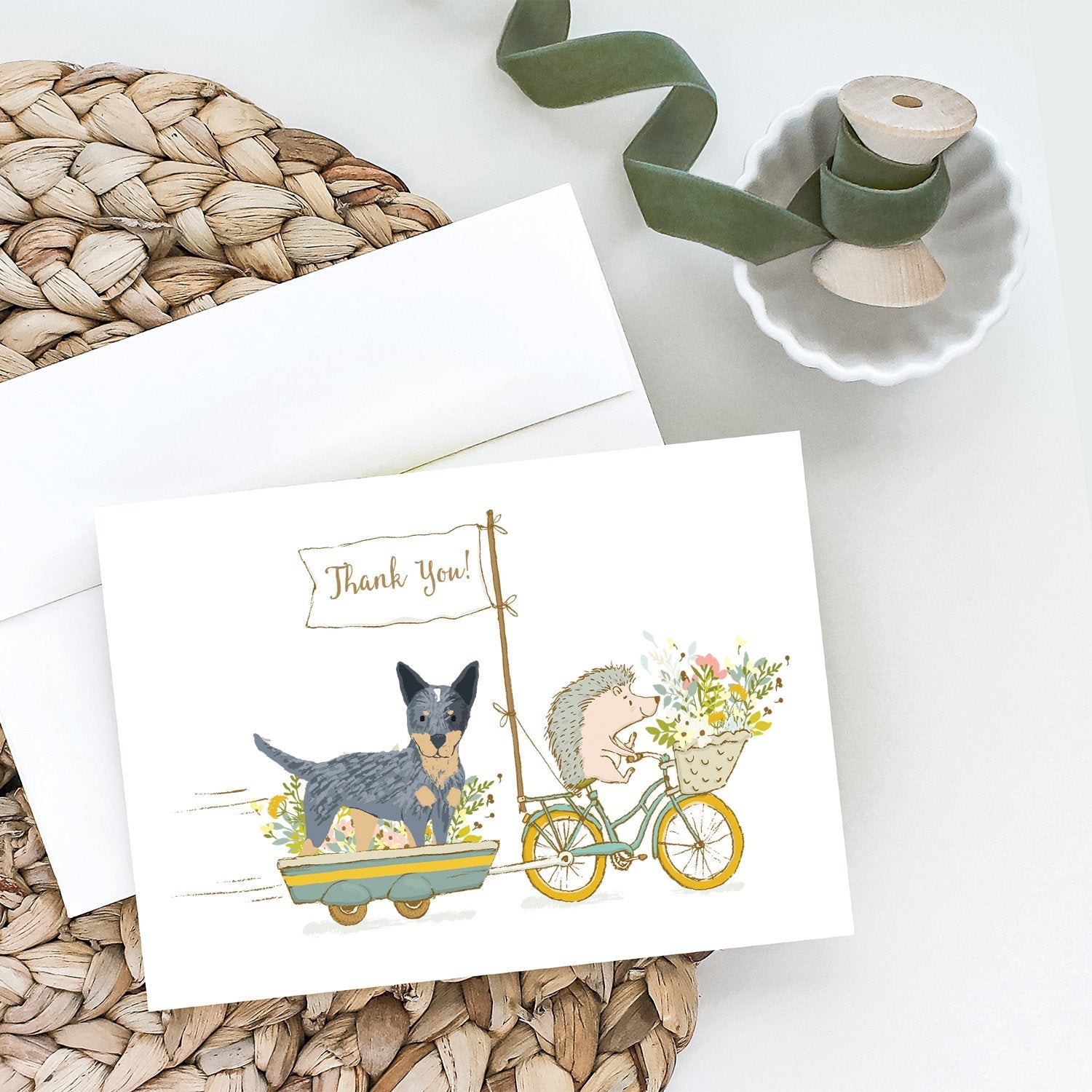 Australian Cattle Dog Patch Greeting Cards Pack of 8 Blank Cards with Envelopes Whimsical A7 Size 5x7