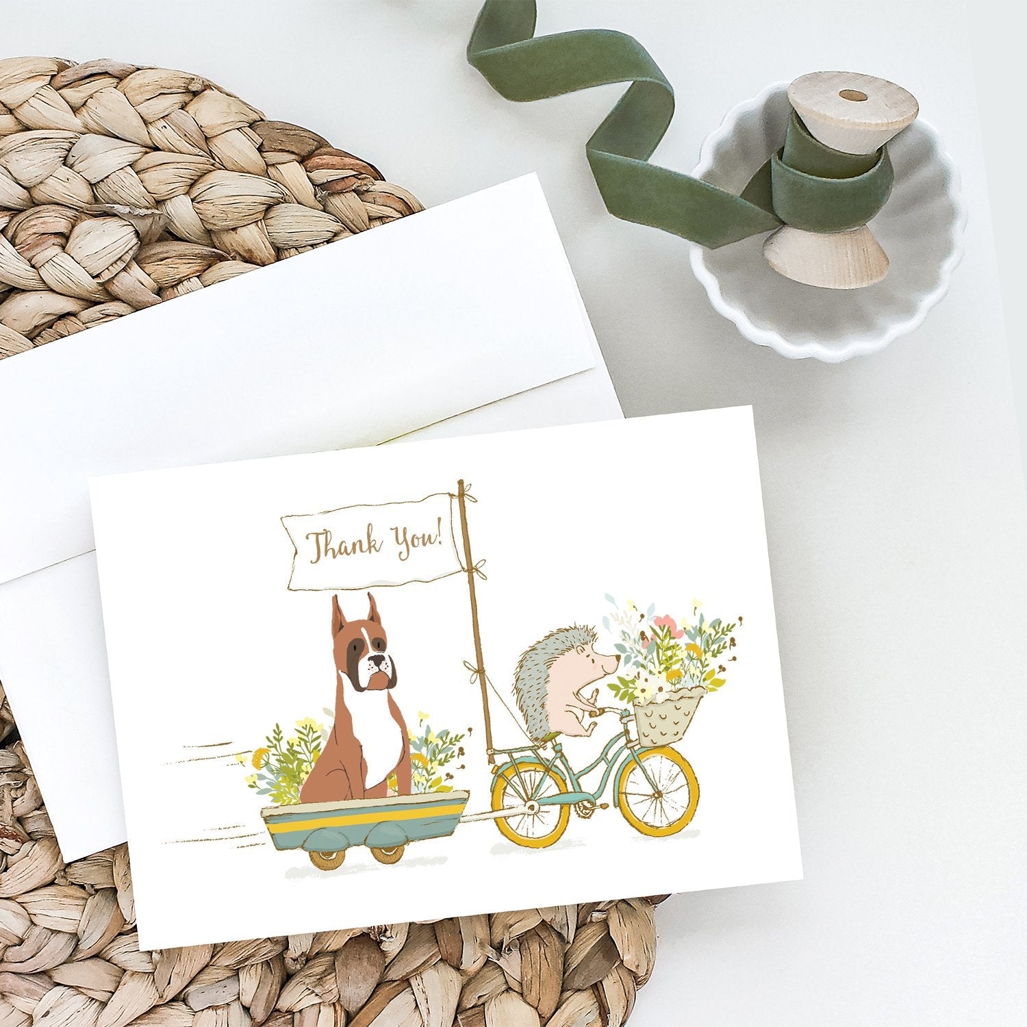 Boxer Flashy Fawn Cropped Ears Greeting Cards Pack of 8 Blank Cards with Envelopes Whimsical A7 Size 5x7