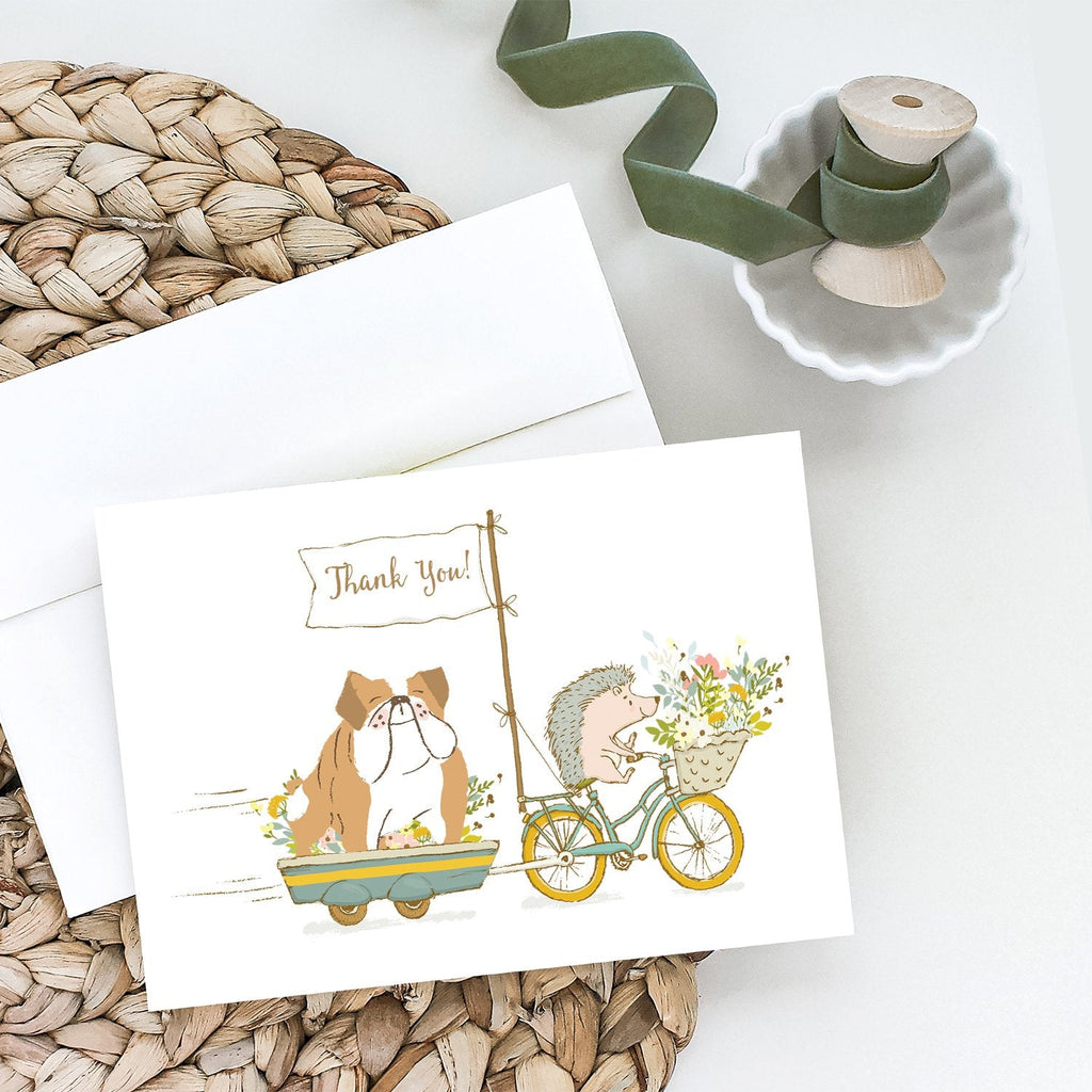 English Bulldog Fawn Greeting Cards Pack of 8 Blank Cards with Envelopes Whimsical A7 Size 5x7