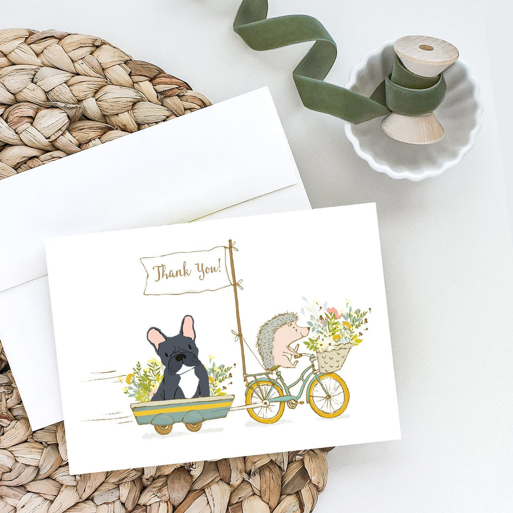 French Bulldog Black Greeting Cards Pack of 8 Blank Cards with Envelopes Whimsical A7 Size 5x7