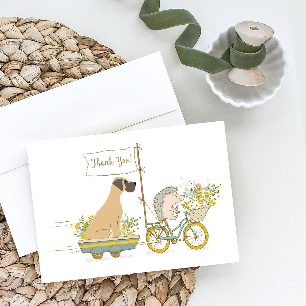 Great Dane Fawn Natural Ears Greeting Cards Pack of 8 Blank Cards with Envelopes Whimsical A7 Size 5x7