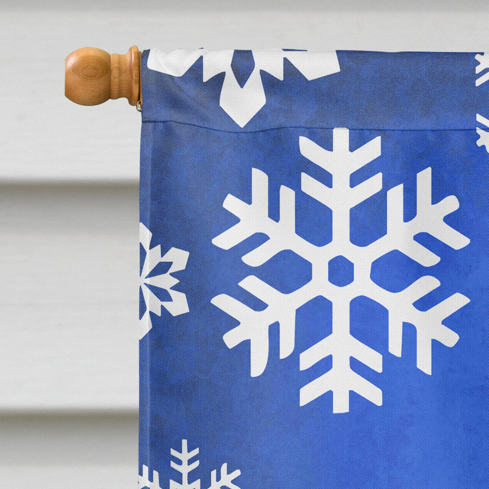 Pomeranian Winter Snowflakes Holiday House Flag 28x40 Porch Sleeve Pole Decorative Outside Yard Banner Artwork Wall Hanging, Polyester