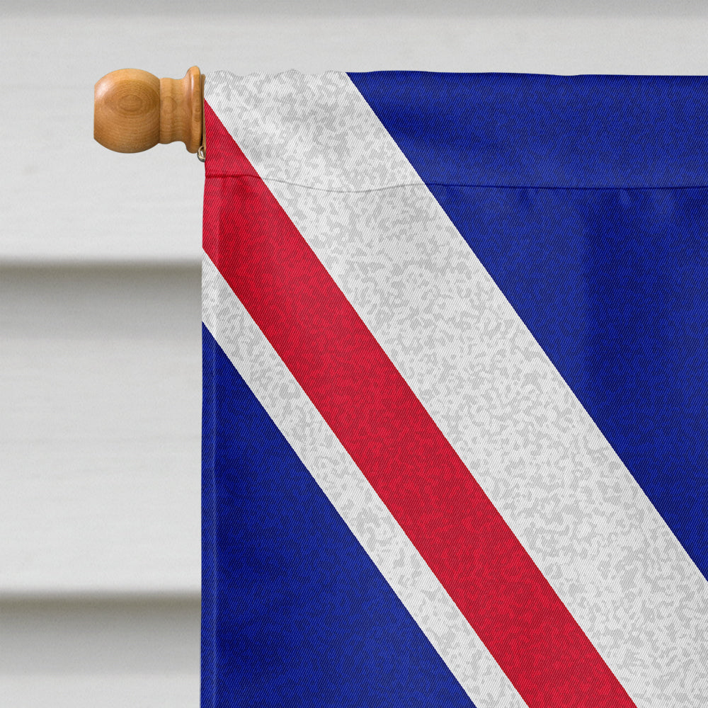 Pomeranian with English Union Jack British Flag House Flag 28x40 Porch Sleeve Pole Decorative Outside Yard Banner Artwork Wall Hanging, Polyester