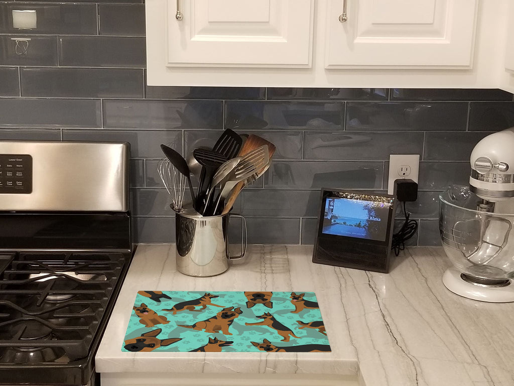 German Shepherd Cutting Board Tempered Glass Kitchen Cutting Surface, Heat Resistant Chopping, Non-Slip Feet, Food Prep & Serving