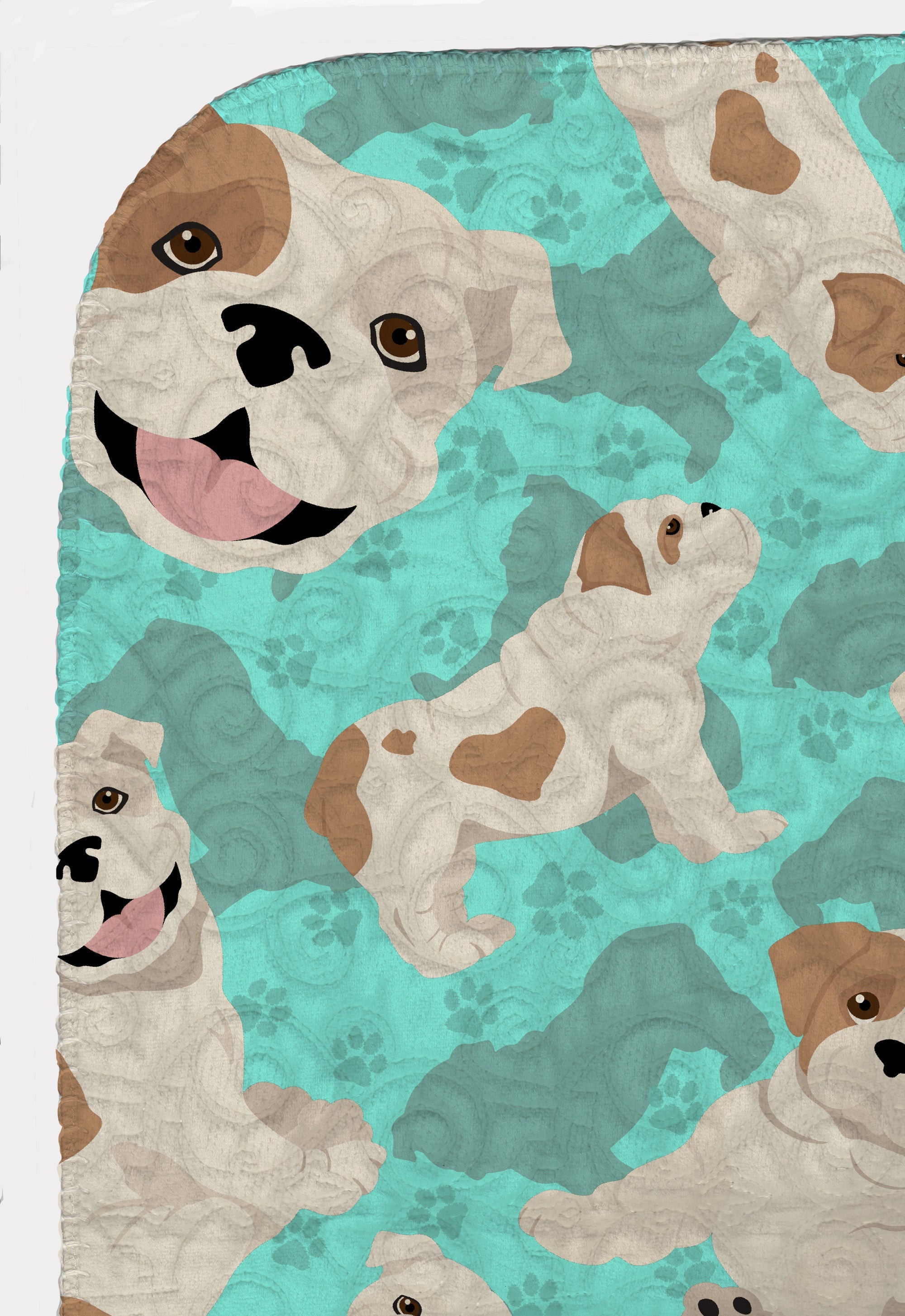 Piebald English Bulldog Quilted Blanket 50x60 Artwork Pattern Quilted Throw Blanket for Bed, Couch, Sofa, Soft and Lightweight
