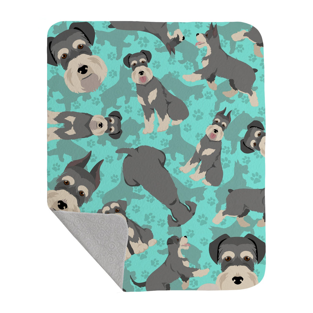 Schnauzer Quilted Blanket 50x60 Artwork Pattern Quilted Throw Blanket for Bed, Couch, Sofa, Soft and Lightweight