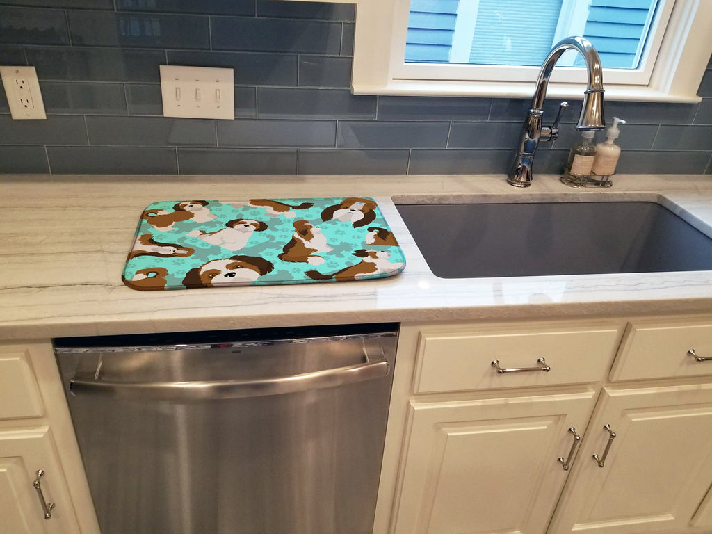 Shih Tzu Dish Drying Mat Absorbent Dish Drying Mat Pad for Kitchen Counter Dish Drainer Mat for Countertop, 14 x 21", Multicolor