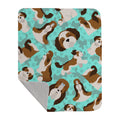 Shih Tzu Quilted Blanket 50x60 Artwork Pattern Quilted Throw Blanket for Bed, Couch, Sofa, Soft and Lightweight