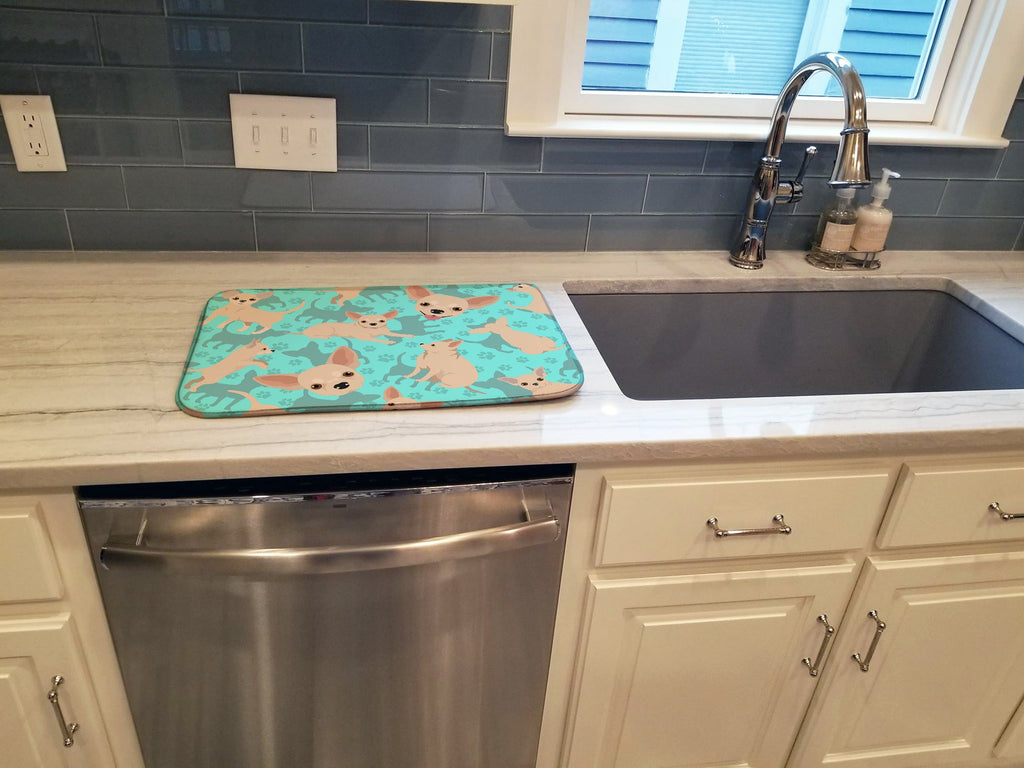 Chihuahua Dish Drying Mat Absorbent Dish Drying Mat Pad for Kitchen Counter Dish Drainer Mat for Countertop, 14 x 21", Multicolor