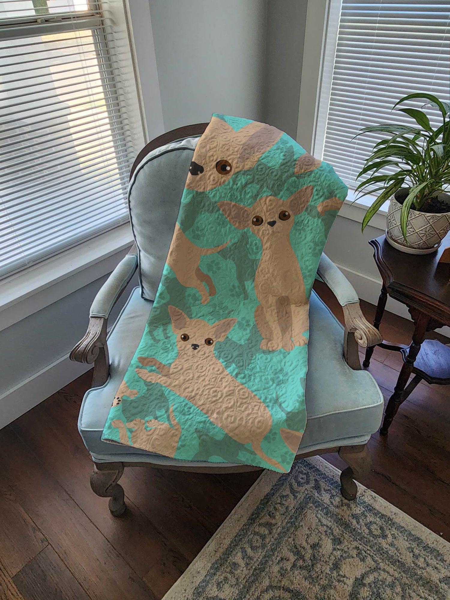 Chihuahua Quilted Blanket 50x60 Artwork Pattern Quilted Throw Blanket for Bed, Couch, Sofa, Soft and Lightweight