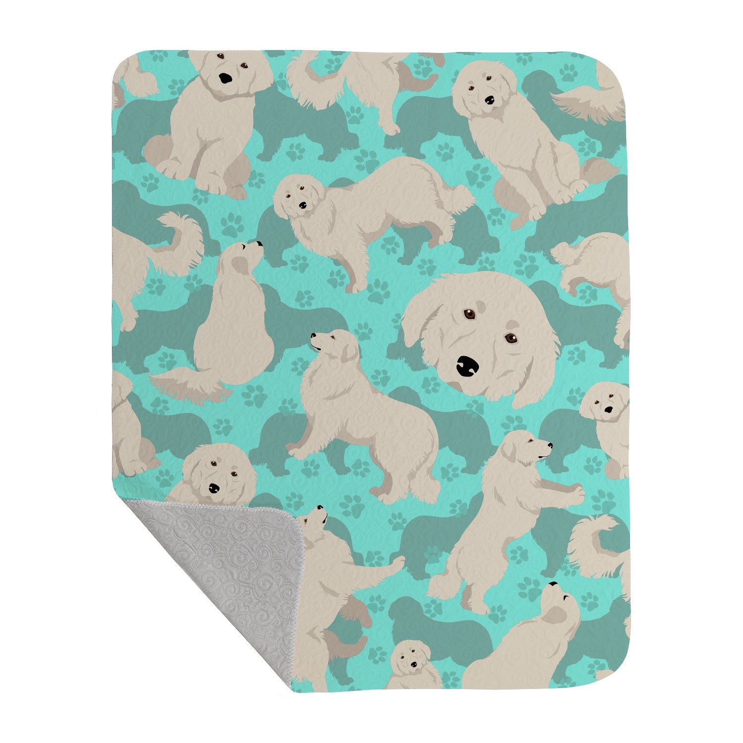 Great Pyrenees Quilted Blanket 50x60 Artwork Pattern Quilted Throw Blanket for Bed, Couch, Sofa, Soft and Lightweight