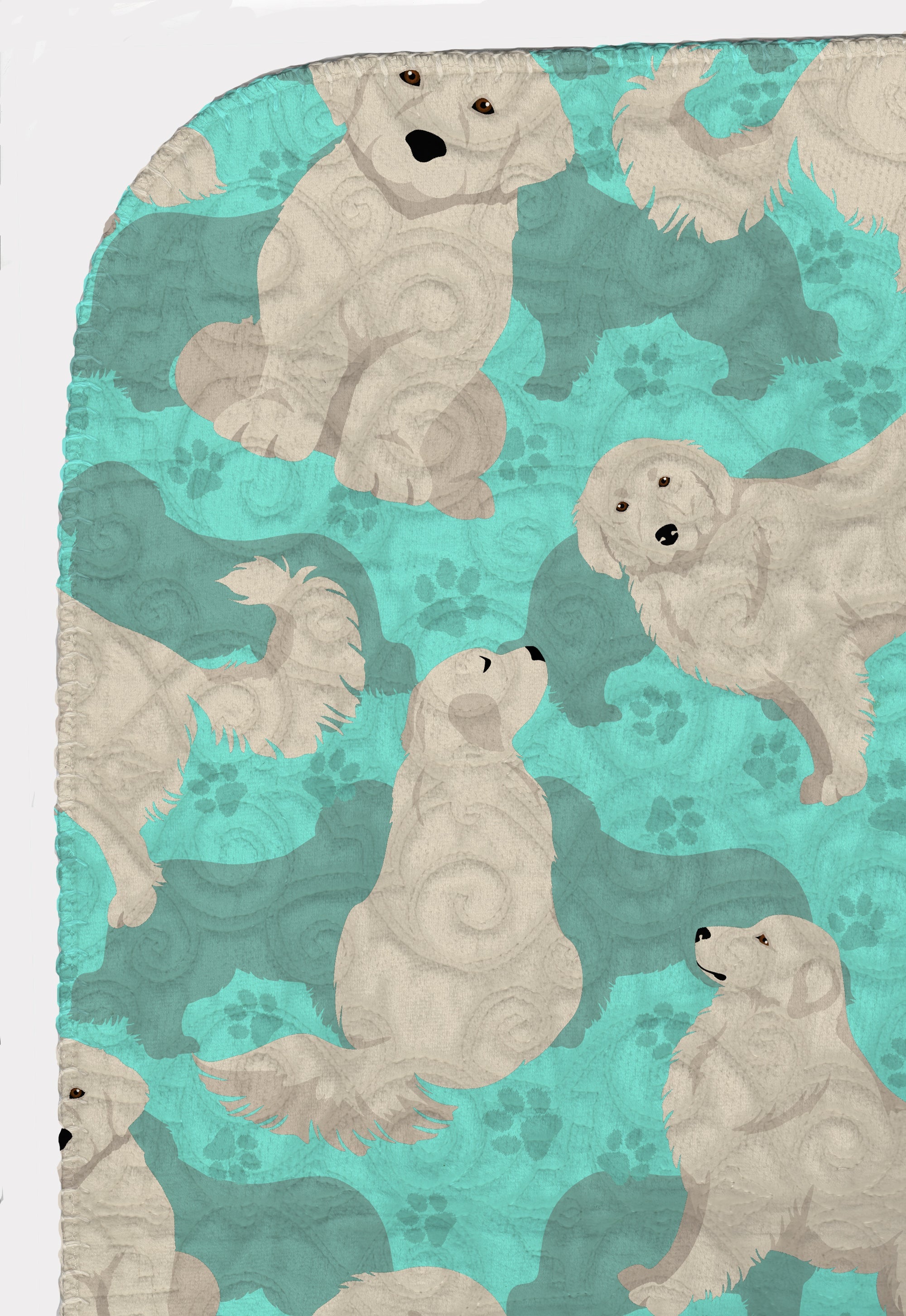 Great Pyrenees Quilted Blanket 50x60 Artwork Pattern Quilted Throw Blanket for Bed, Couch, Sofa, Soft and Lightweight