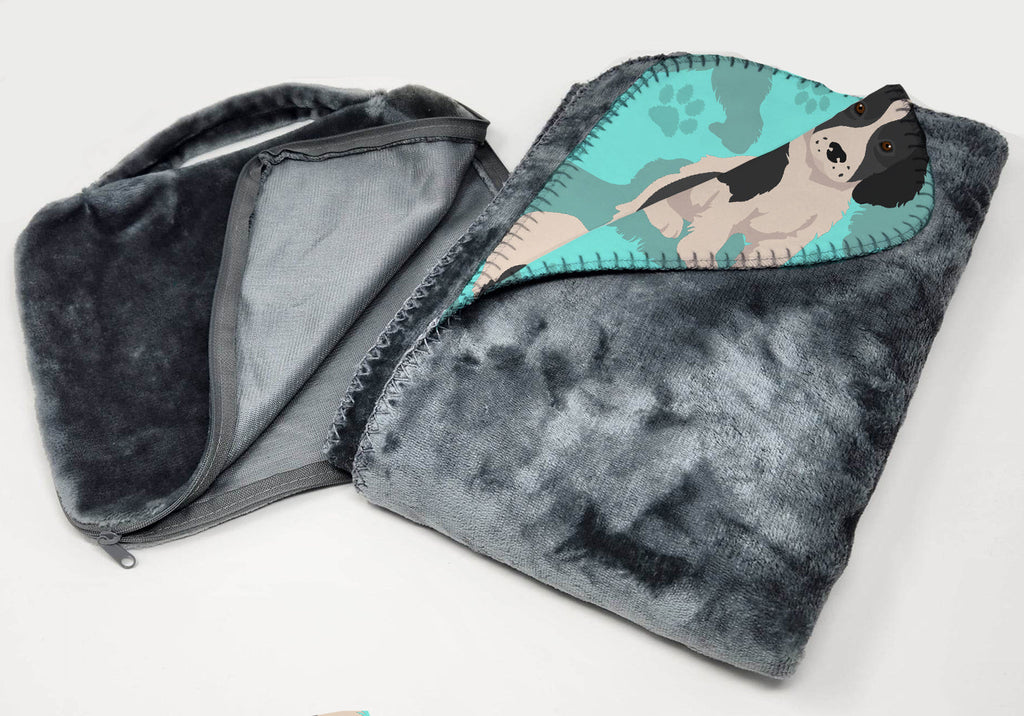 Black and White English Springer Spaniel Soft Travel Blanket with Bag Airplane Blanket, Indoor Outdoor Camping Blanket for Traveling, Picnics, Beach Trips, Concerts
