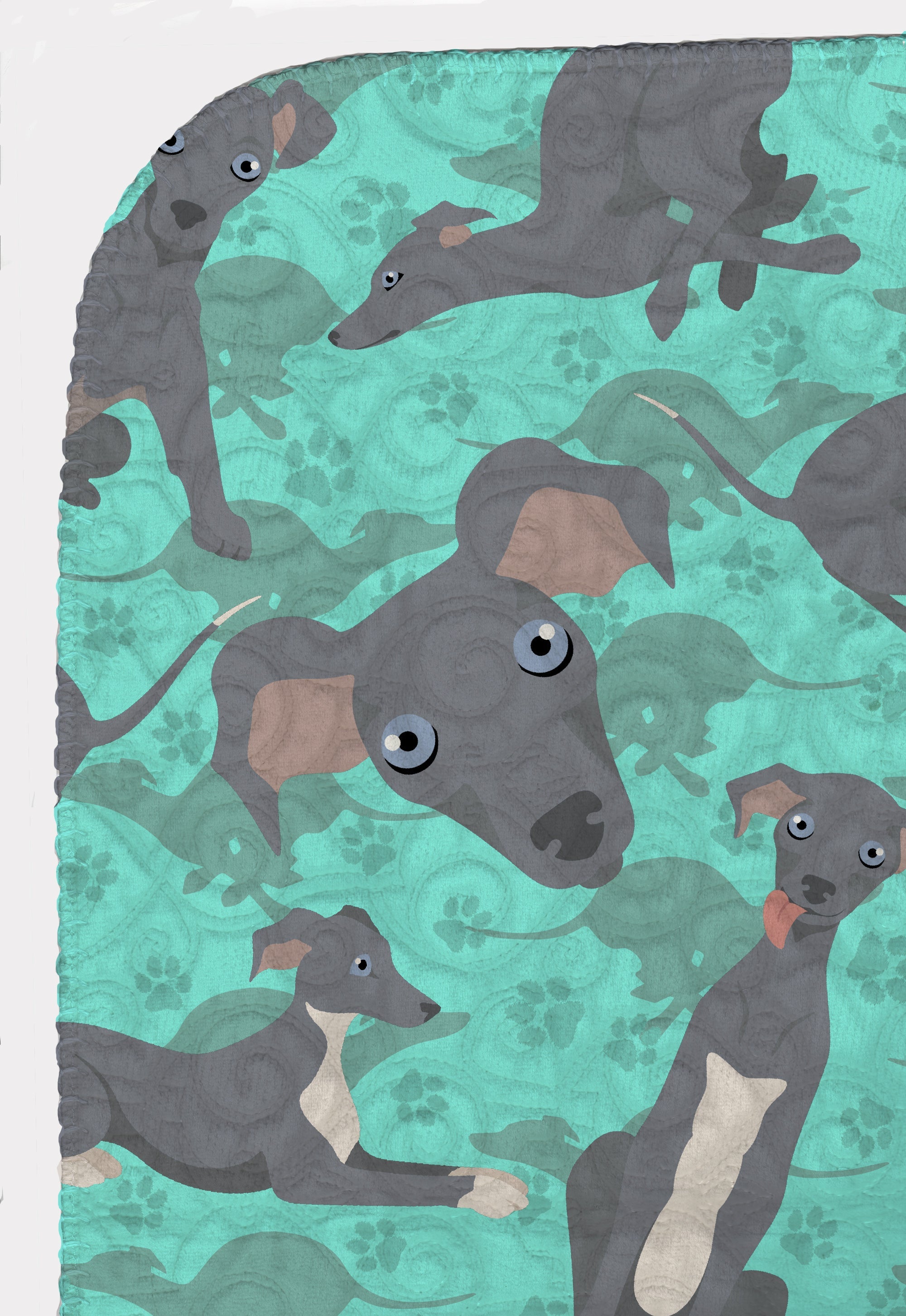 Italian Greyhound Quilted Blanket 50x60 Artwork Pattern Quilted Throw Blanket for Bed, Couch, Sofa, Soft and Lightweight