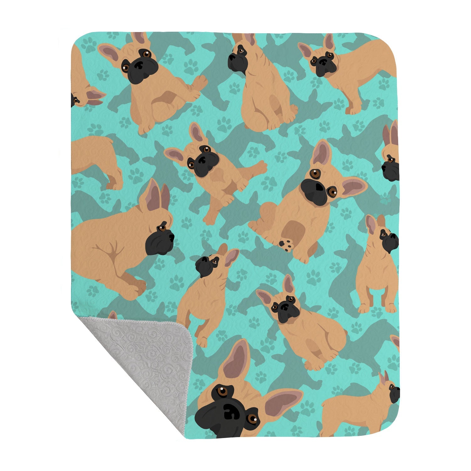 Fawn French Bulldog Quilted Blanket 50x60 Artwork Pattern Quilted Throw Blanket for Bed, Couch, Sofa, Soft and Lightweight