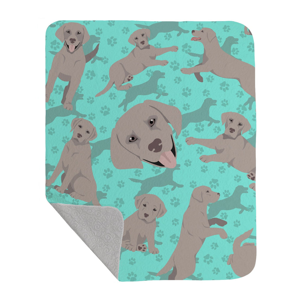 Grey Labrador Retriever Quilted Blanket 50x60 Artwork Pattern Quilted Throw Blanket for Bed, Couch, Sofa, Soft and Lightweight