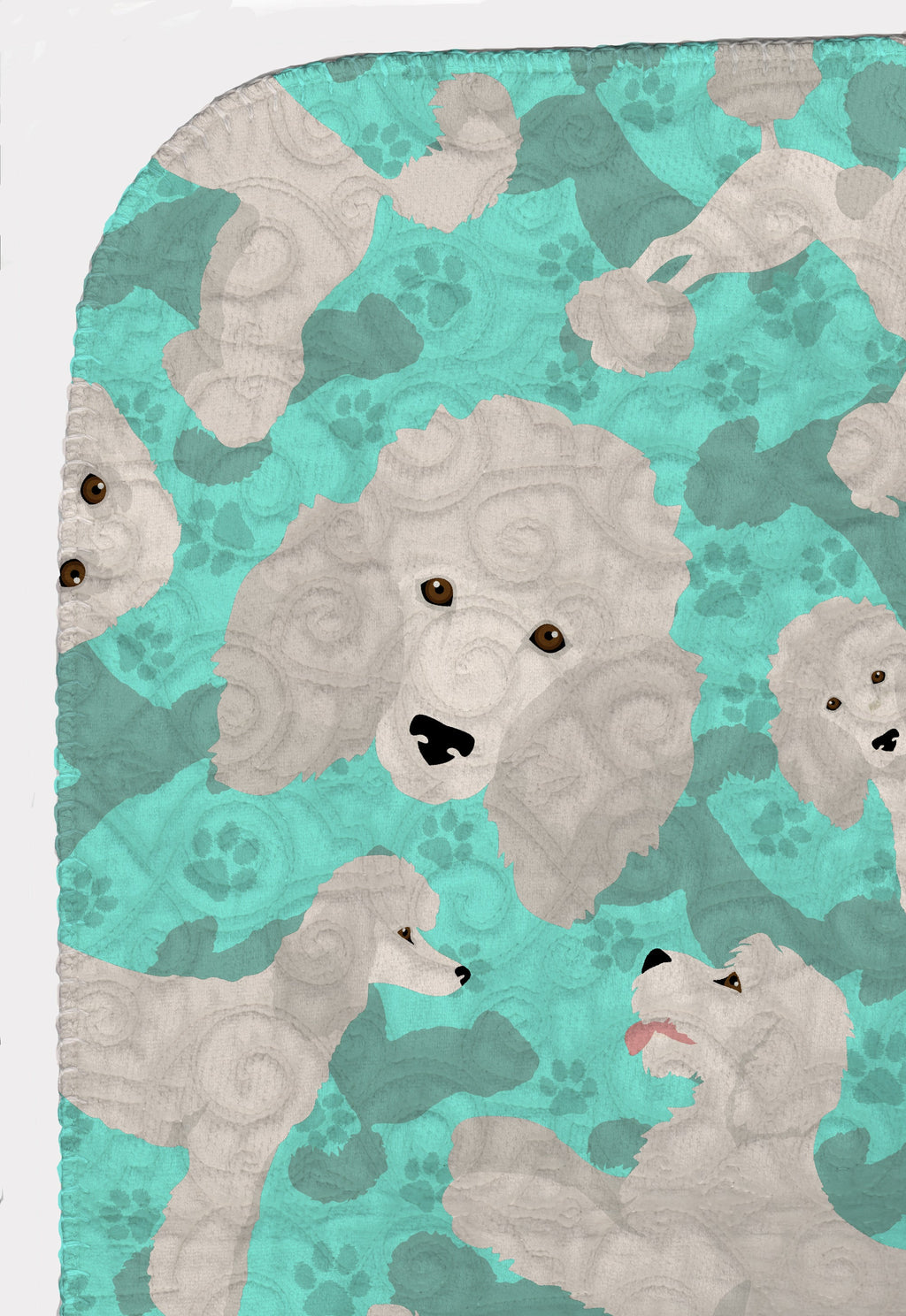 White Standard Poodle Quilted Blanket 50x60 Artwork Pattern Quilted Throw Blanket for Bed, Couch, Sofa, Soft and Lightweight