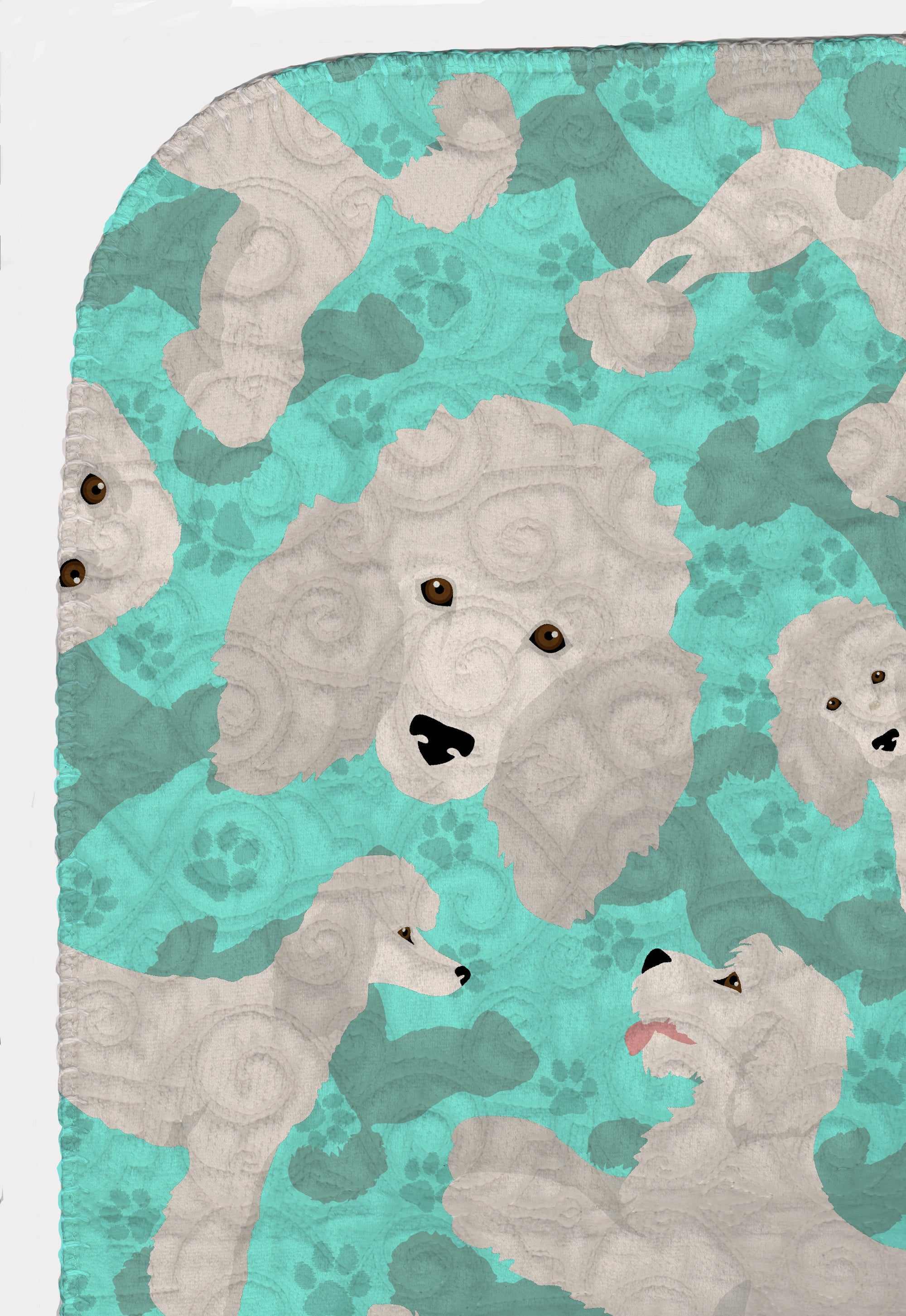 White Standard Poodle Quilted Blanket 50x60 Artwork Pattern Quilted Throw Blanket for Bed, Couch, Sofa, Soft and Lightweight