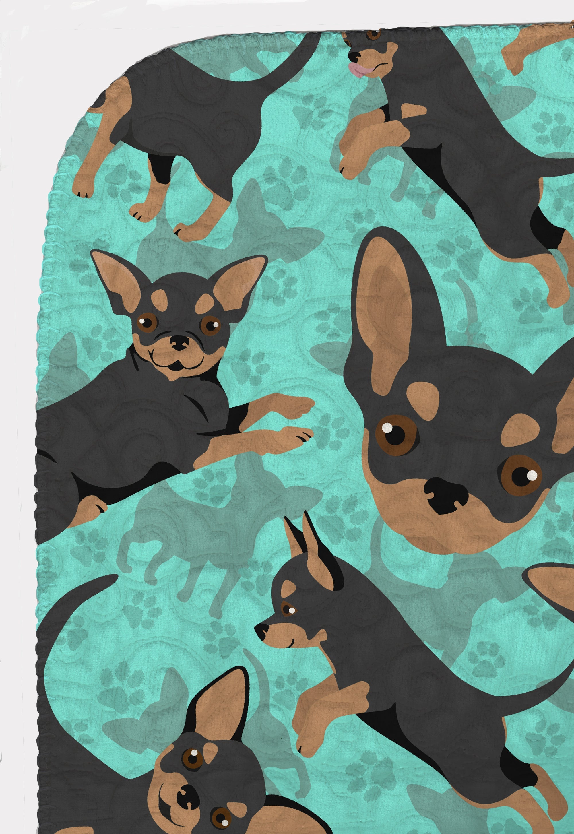 Black and Tan Chihuahua Quilted Blanket 50x60 Artwork Pattern Quilted Throw Blanket for Bed, Couch, Sofa, Soft and Lightweight