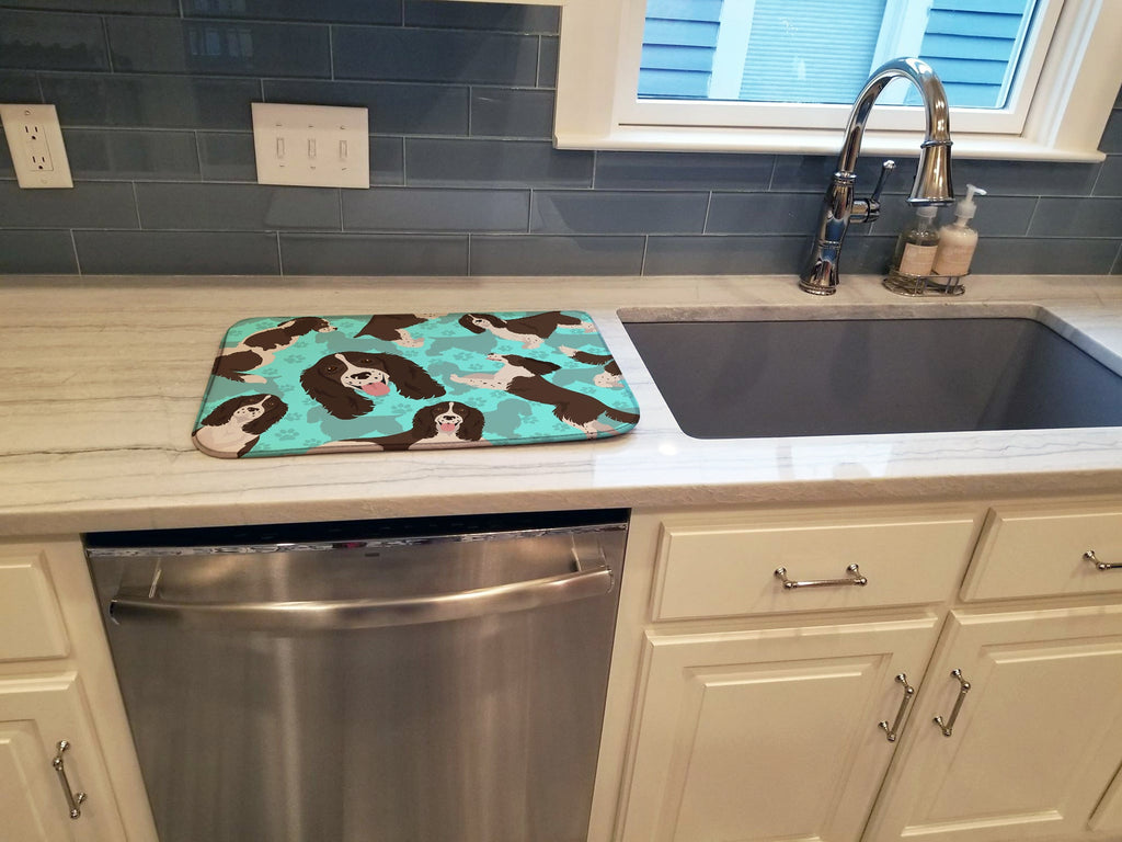 Liver English Springer Spaniel Dish Drying Mat Absorbent Dish Drying Mat Pad for Kitchen Counter Dish Drainer Mat for Countertop, 14 x 21", Multicolor