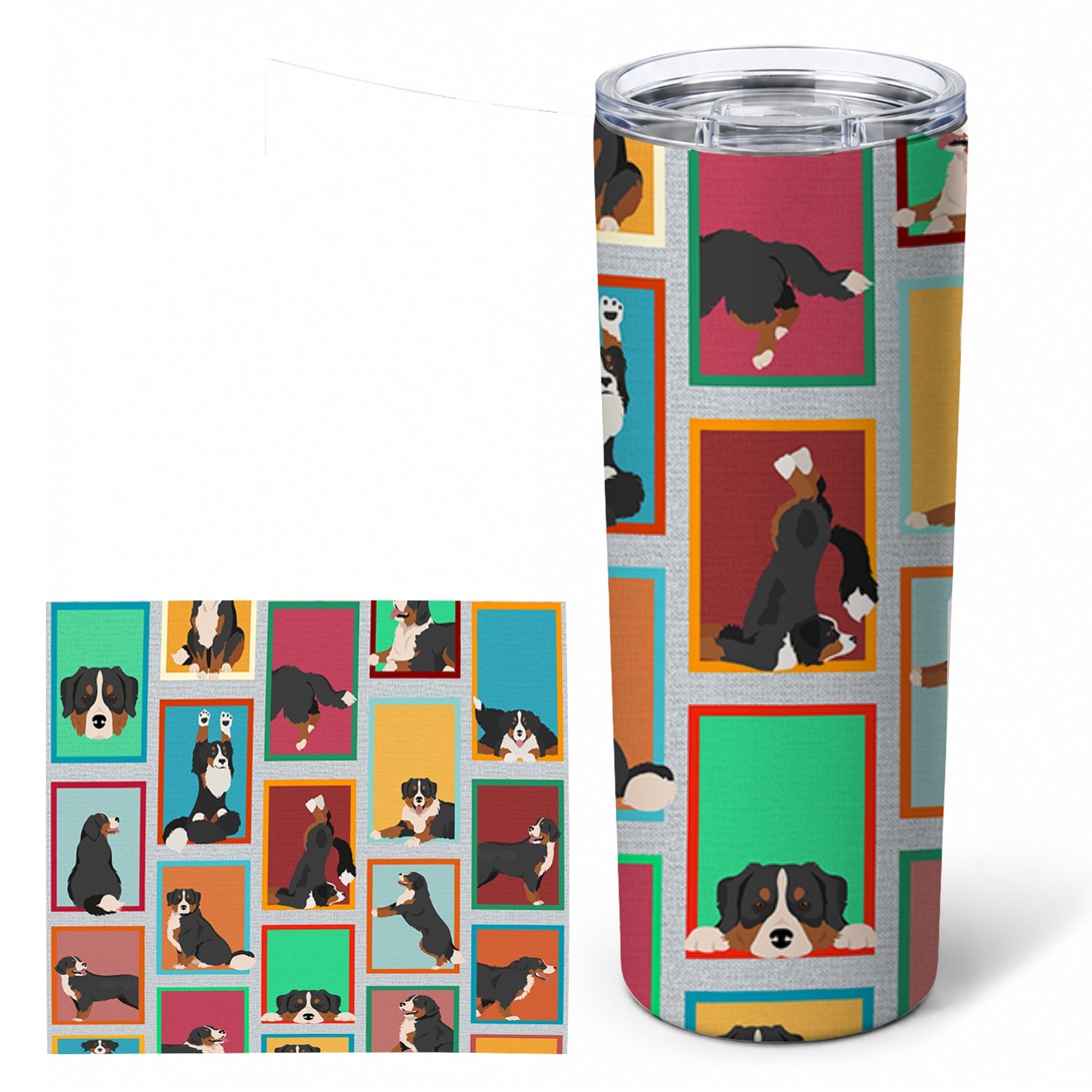 Lots of Bernese Mountain Dog Stainless Steel Skinny Tumbler 20 oz Vacuum Double Walled Reusable Insulated Travel Cup