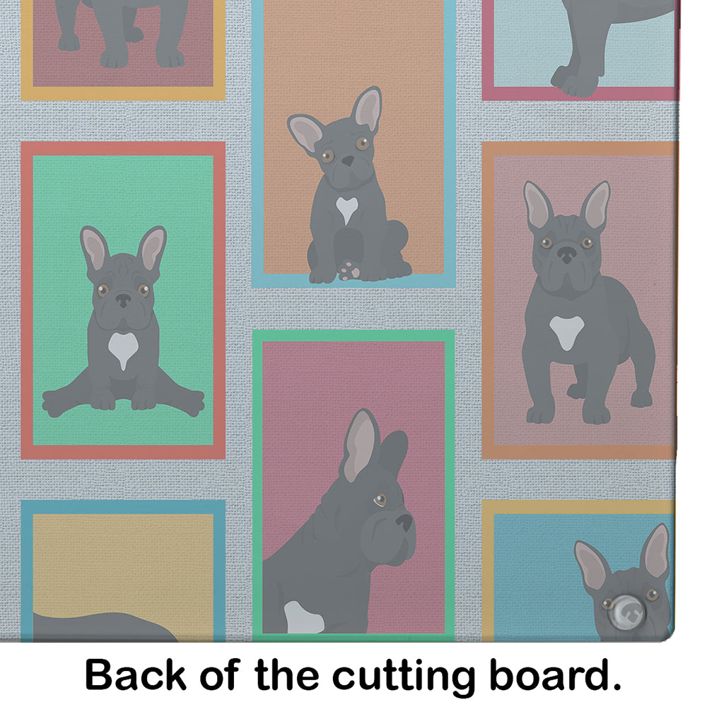 Lots of Black French Bulldog Cutting Board Tempered Glass Kitchen Cutting Surface, Heat Resistant Chopping, Non-Slip Feet, Food Prep & Serving