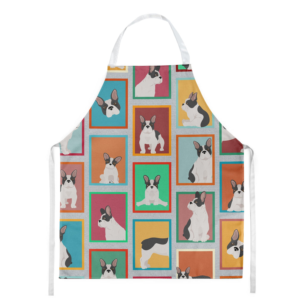 Lots of Black and White French Bulldog Apron Cooking Kitchen Server Baking Crafts Gardening for Adult Women Men, Unisex, Large, Multicolor