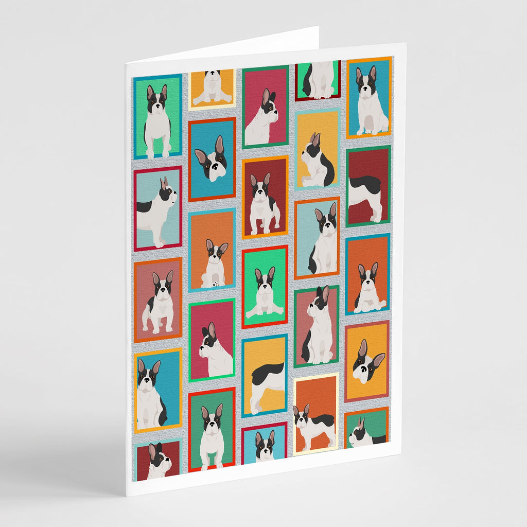 Lots of Black and White French Bulldog Greeting Cards Pack of 8 Blank Cards with Envelopes Whimsical A7 Size 5x7
