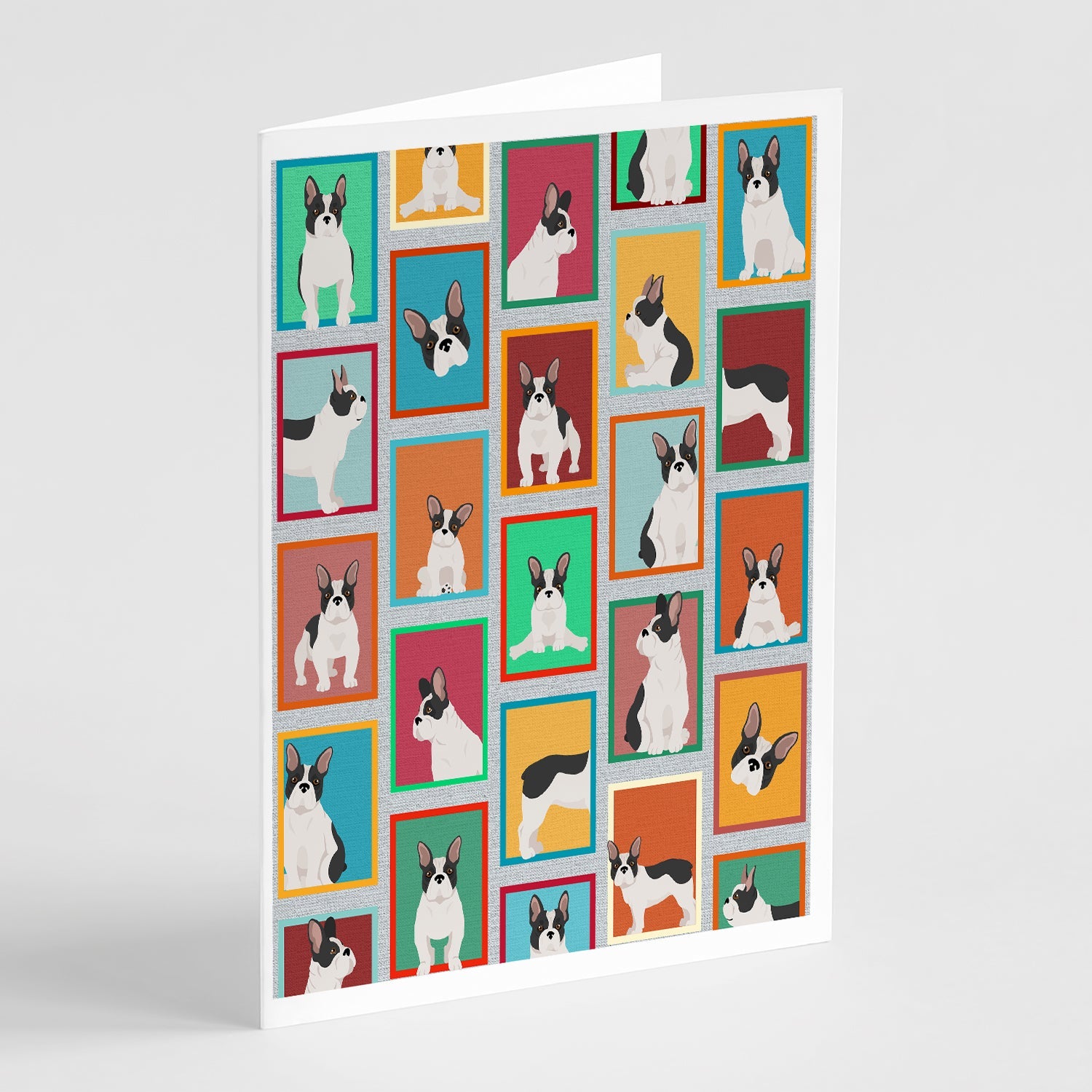 Lots of Black and White French Bulldog Greeting Cards Pack of 8 Blank Cards with Envelopes Whimsical A7 Size 5x7