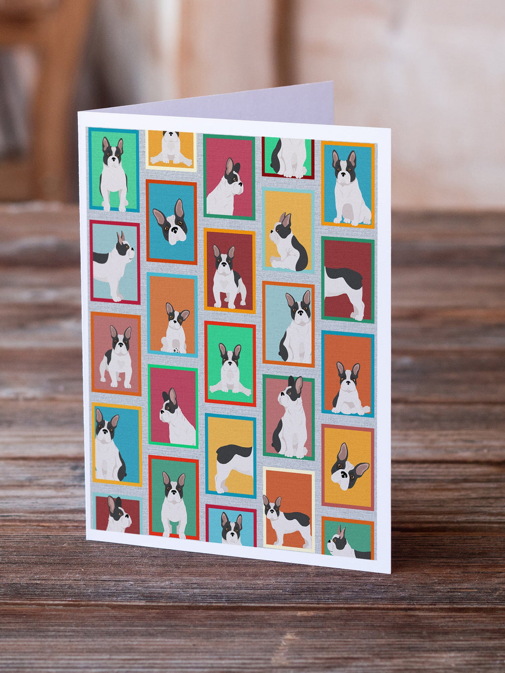 Lots of Black and White French Bulldog Greeting Cards Pack of 8 Blank Cards with Envelopes Whimsical A7 Size 5x7