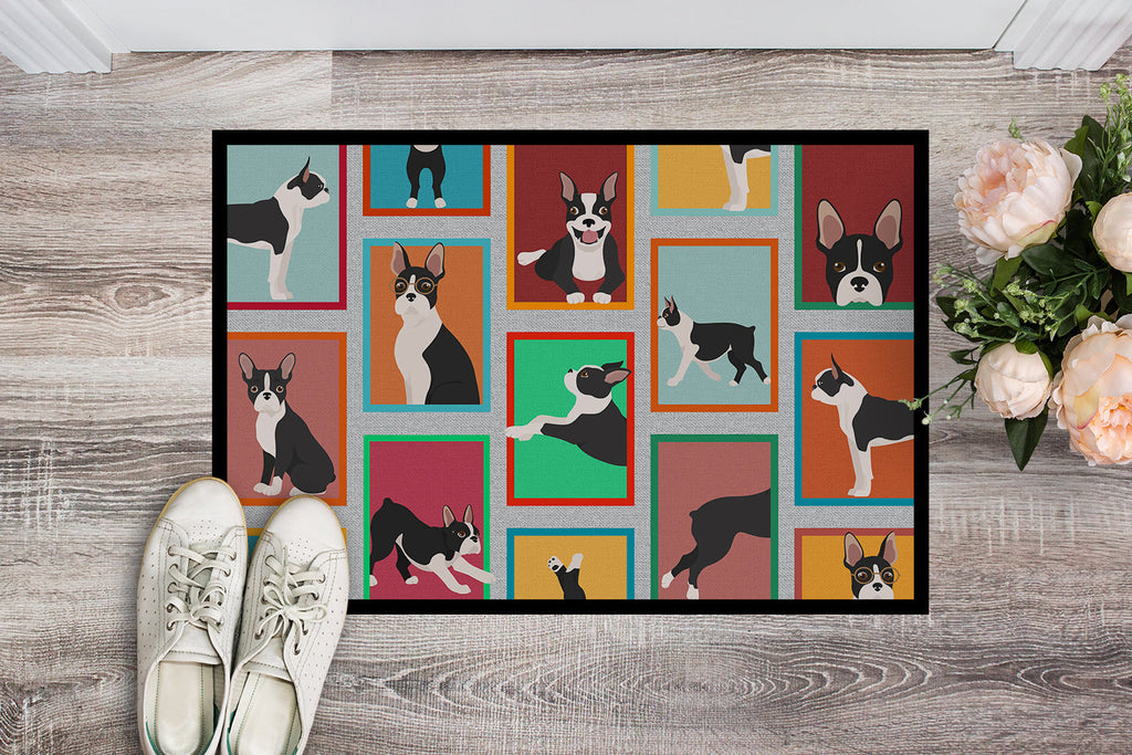 Lots of Boston Terrier Doormat Indoor Outdoor 24H X 36W Front Door Mat Rugs for Entryway, Non Slip Washable Low Pile,
