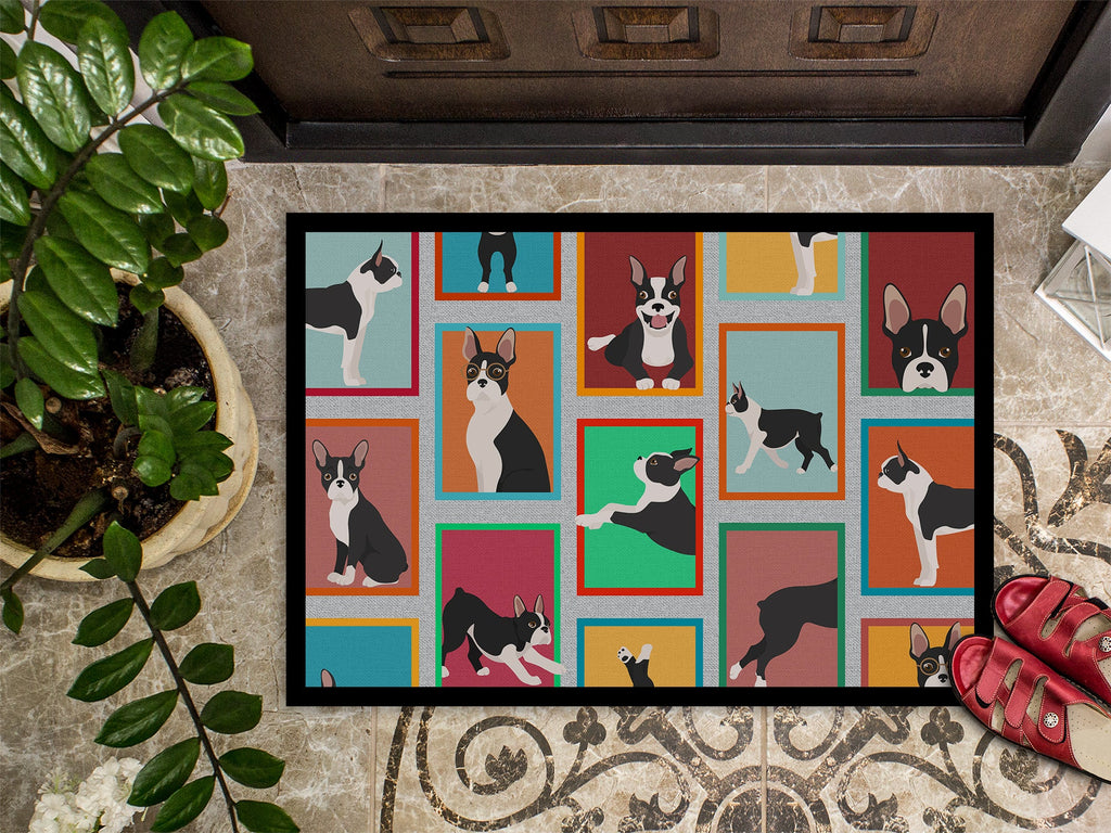 Lots of Boston Terrier Doormat Indoor Outdoor 24H X 36W Front Door Mat Rugs for Entryway, Non Slip Washable Low Pile,