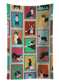 Lots of Boston Terrier Kitchen Towel Velour Plush Front and Cotton Loop Back Machine Washable