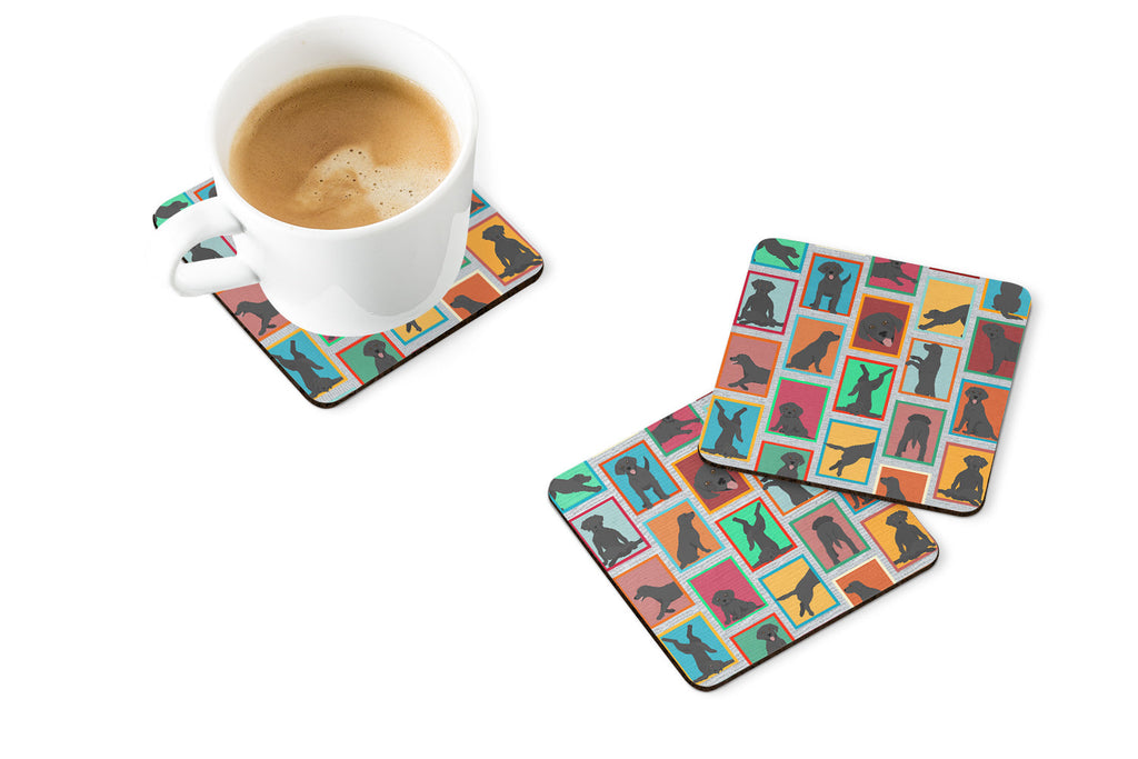 Lots of Black Labrador Retriever Foam Coasters Set of 4 Cup Coasters for Indoor Outdoor, Tabletop Protection, Anti Slip, Mouse pad Material